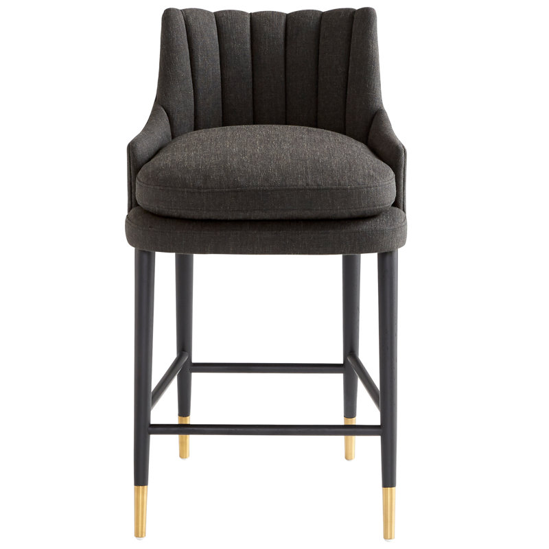 Tesoro Upholstered Counter Stool with Solid Wood Frame, Polyester-Black