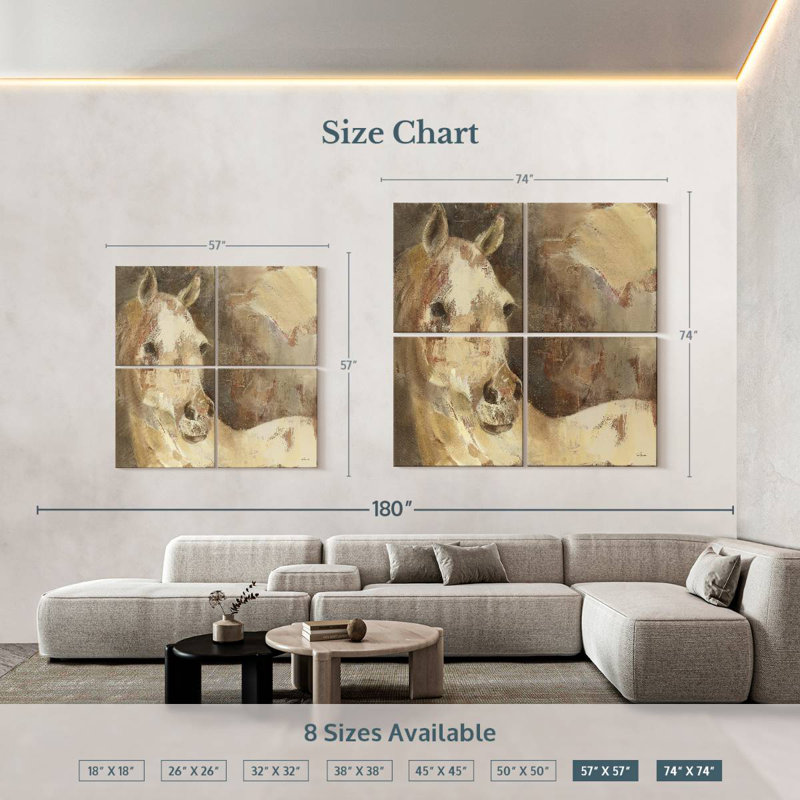 Cheval Brampt impressionnisme, H 57 po x l 57 po