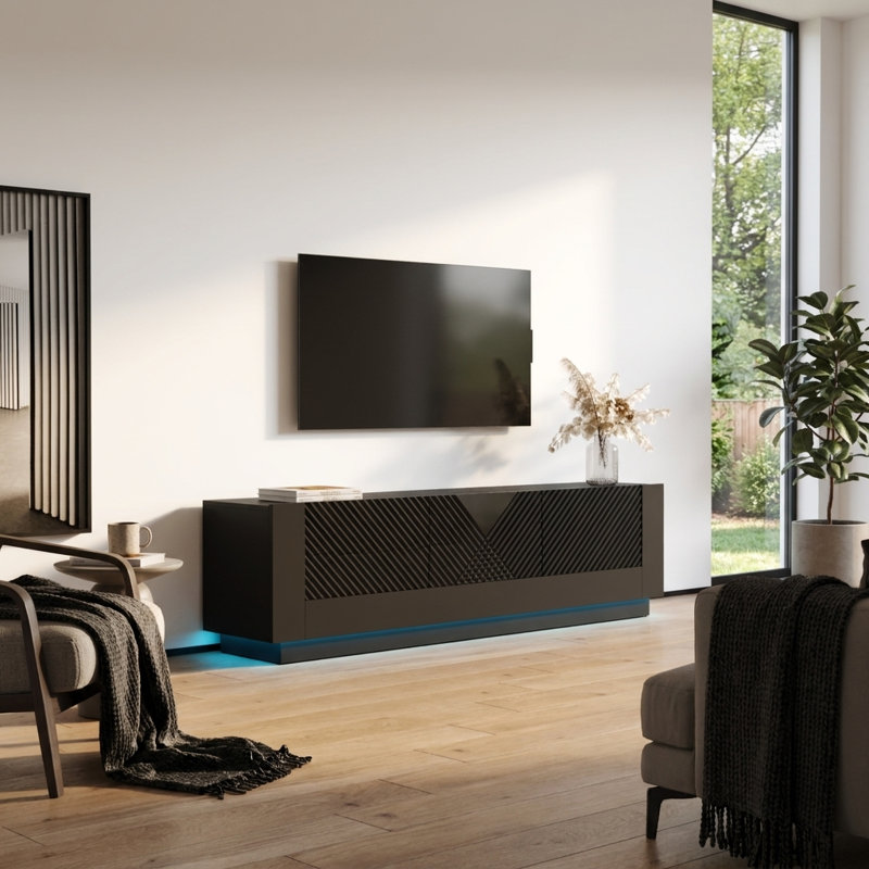 Meuble télé 70,9 po Calvan, Noir