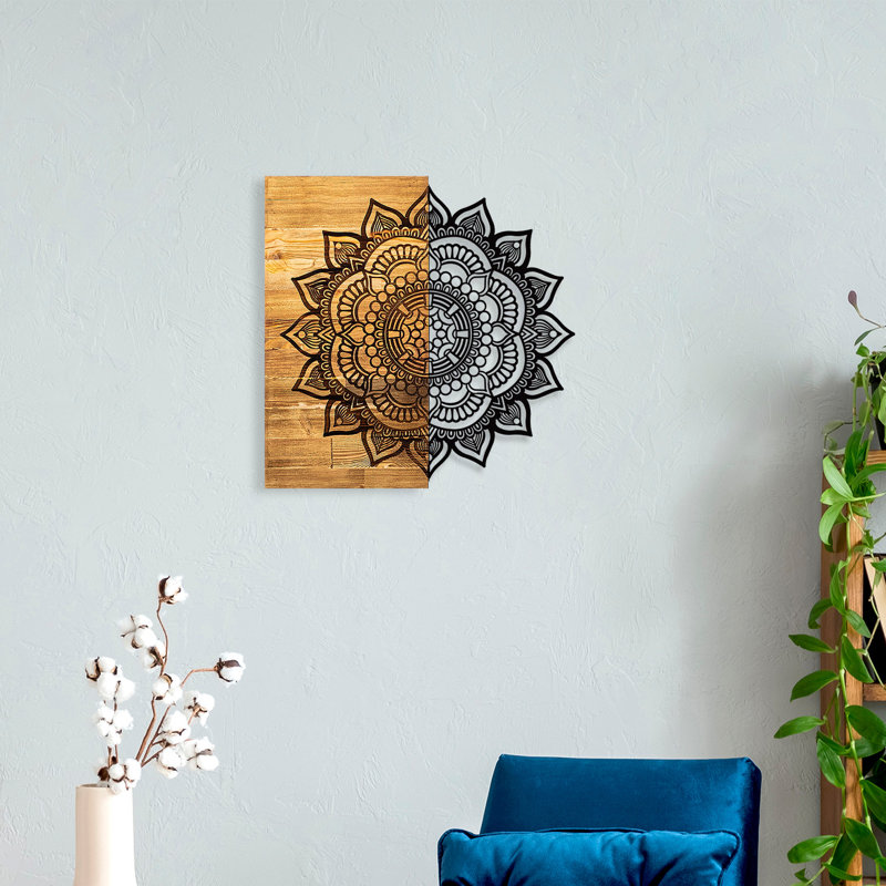 Mandala Boho Furniture Wall Decor on Solid Wood
