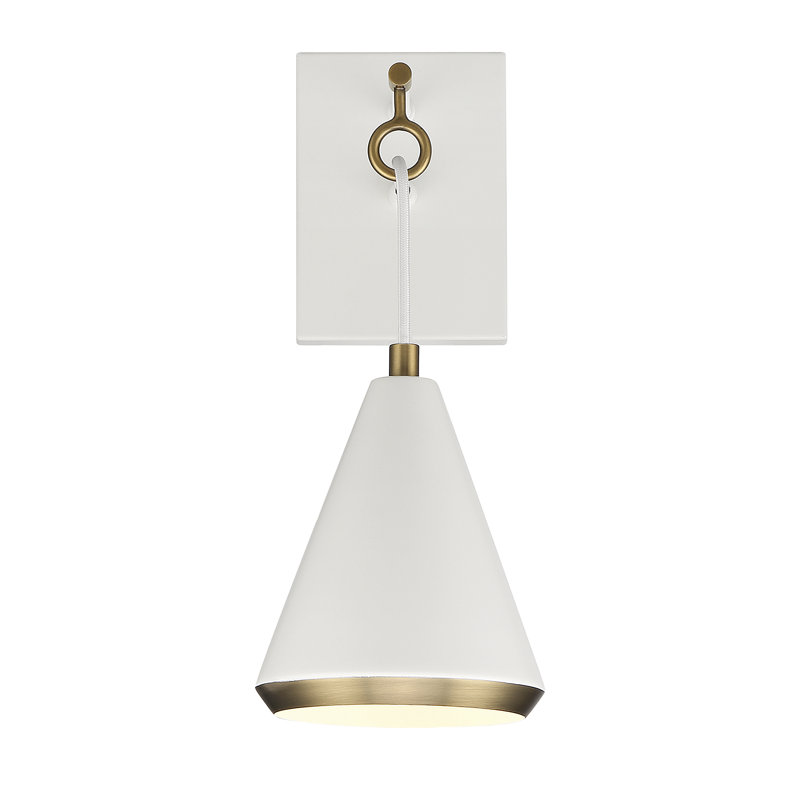 Astaryanza Armed Sconce, White/Natural Brass