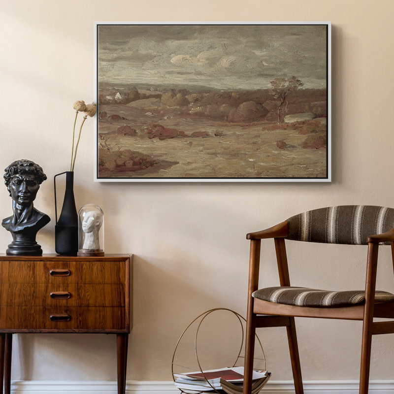 Paysage rétro - DCxxxi - impression, Toile encadrée flottée blanche, H 25 po x l 37 po x P 2 po