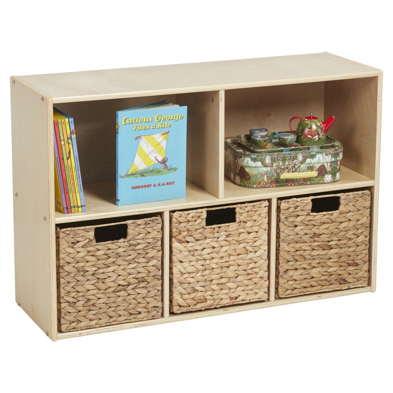 Natural Birch Lacquered 5-Compartment Storage Bookcase