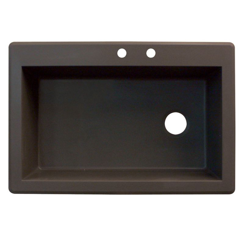 Évier de cuisine à simple cuve encastré l 33 po x l 22 po Radius, 2 trous, Espresso
