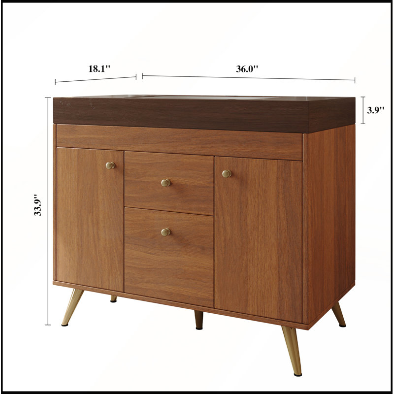 Meuble-lavabo autoportant moderne de 36 pouces avec plateau en pierre frittée, lavabo en céramique et solutions de rangement intelligentes