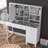 Modern Make-Up Table with Numerous Shelves, White, 47.2 x 53.8 x 15.7 inches | 100% Melamine Coated E1 Quality Chipboard, Thickness: 0.7 inches | Stylish & Functional, Wall-Mountable for Extra Storage