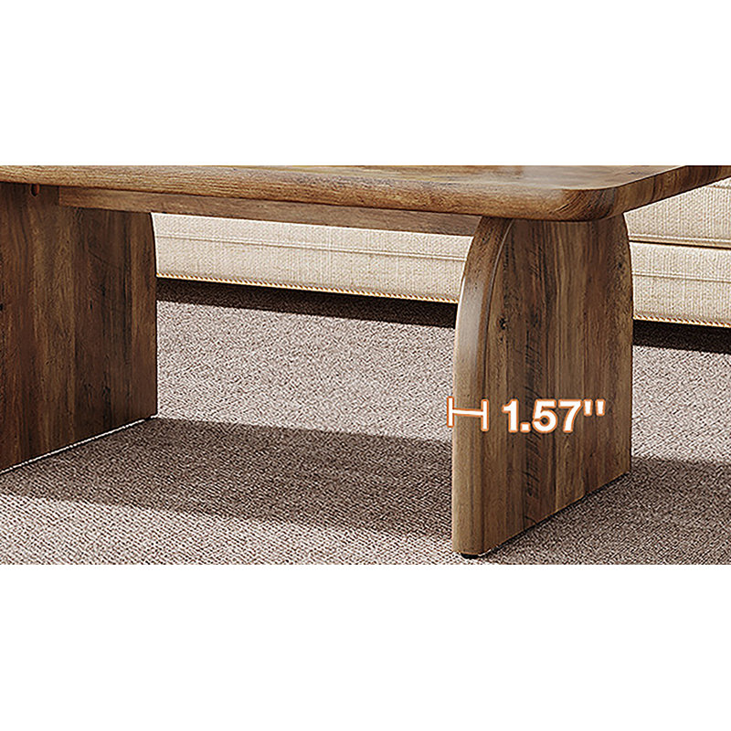 Table basse rectangulaire de 47 pouces brun rustique, table de salon en bois avec base robuste et coins arrondis, facile à assembler