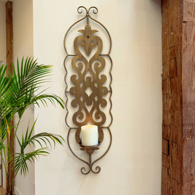 Scroll Filigree Candle Wall Sconce, 30 Inches