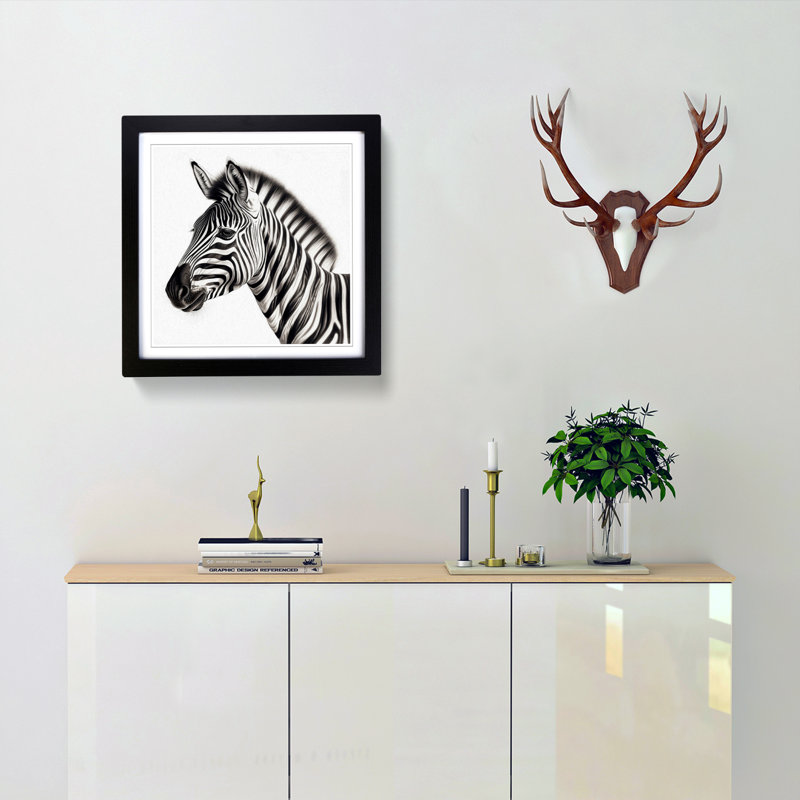 Zebra Drawing - Framed Print, Black Framed