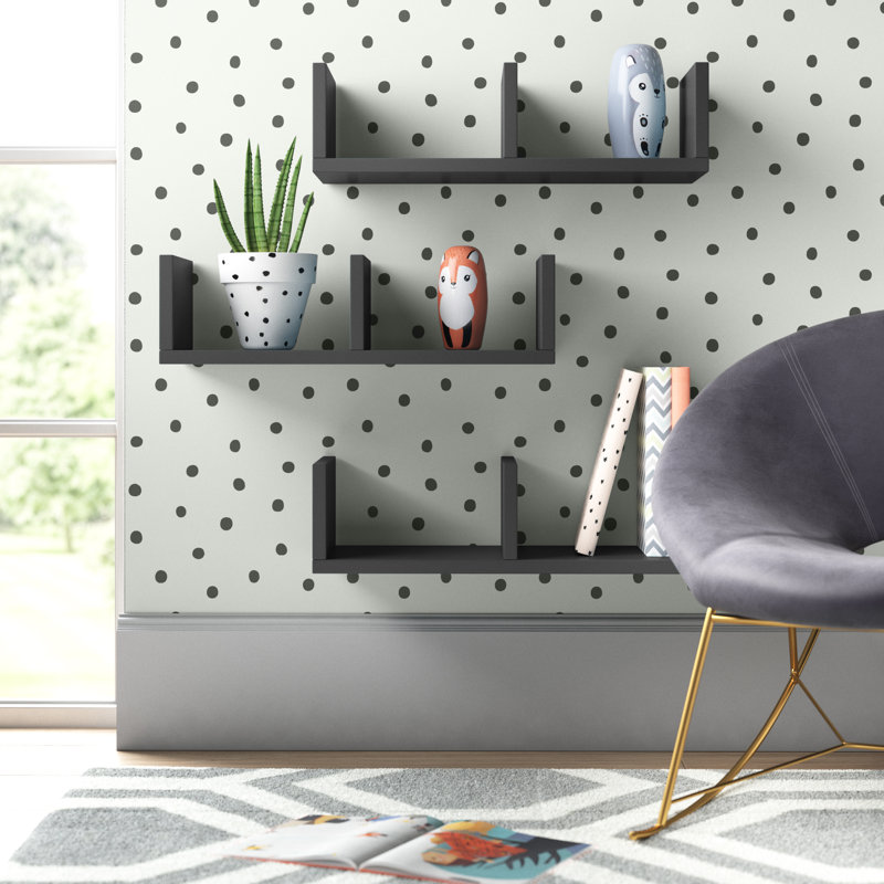 3 Piece Square Floating Shelf, Anthracite