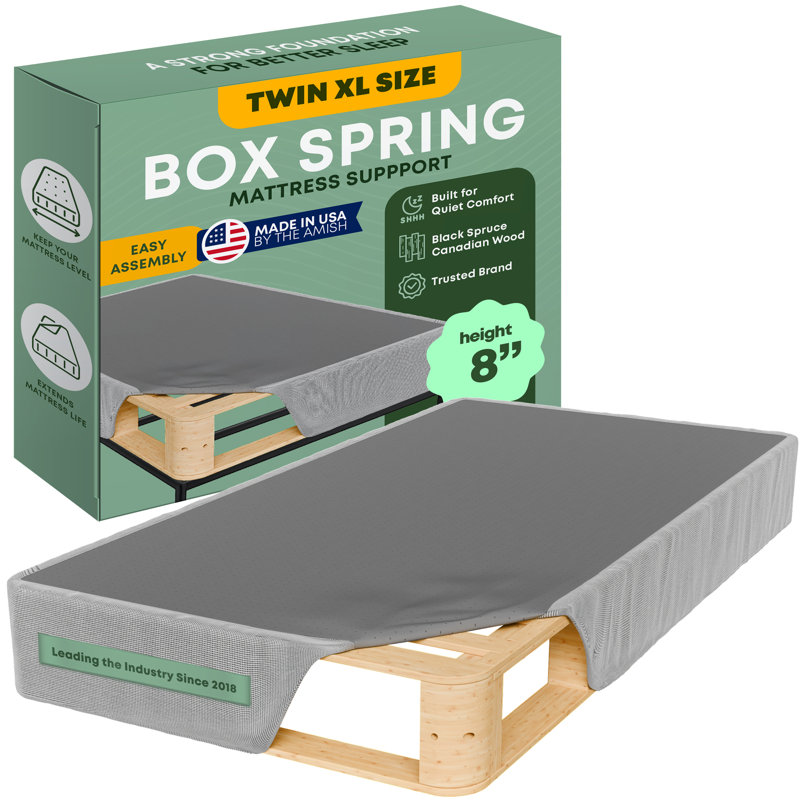 Wooden Box Spring / foundation for Mattress Support, Easy to Assemble, Standard Profile (7.75"), Twin XL