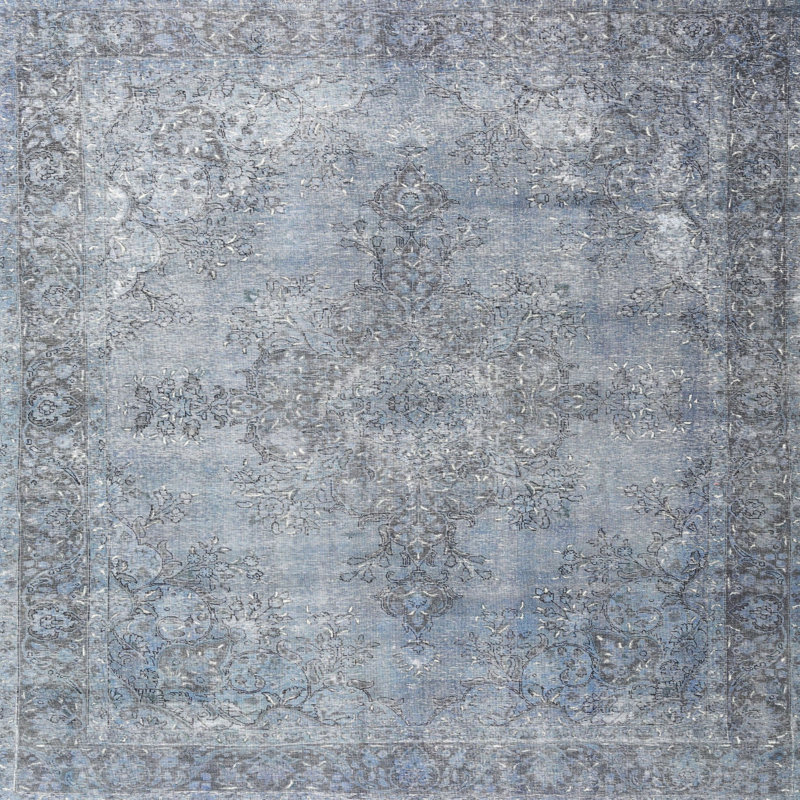 Tapis oriental bleu / gris, Rond 6 pi