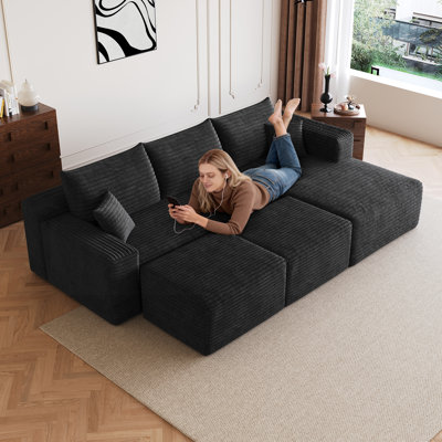 Canapé modulaire en velours côtelé 95 pouces