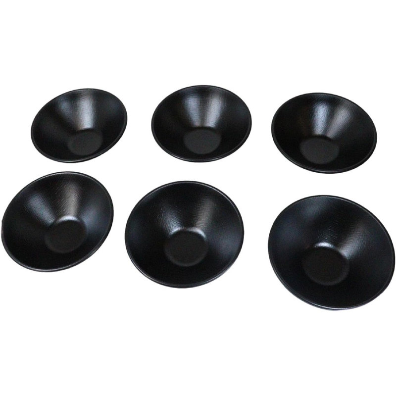 Paquet de 6 grands bols en mélamine en soie noire Ramen Pho Soup, H 3 po x l 7,75 po x P 7,75 po
