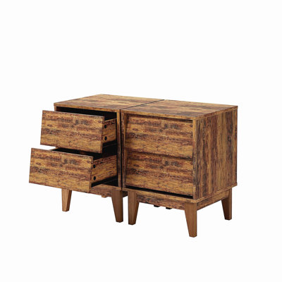 2 bedside tables with retro style and slanted design, made of MDF, Mid-century modern bedside table, bedside table, bedroom bedside table