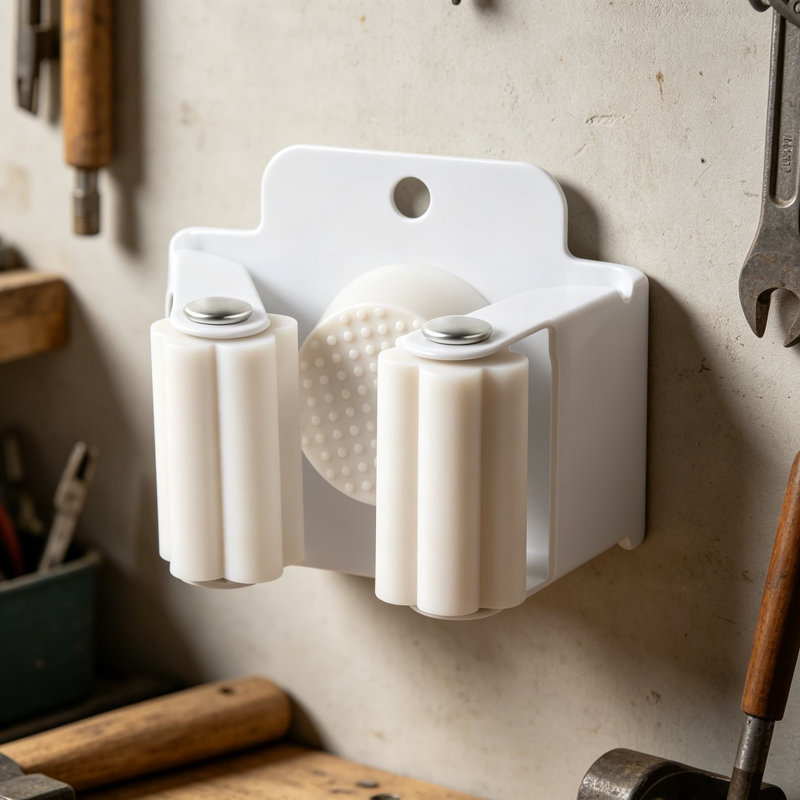 Porte-balai mural robuste, paquet de 6 vadrouilles en acier inoxydable et range-outils avec roulettes en caoutchouc antidérapantes pour la cuisine, le garage, la salle de bain et le rangement à la maison