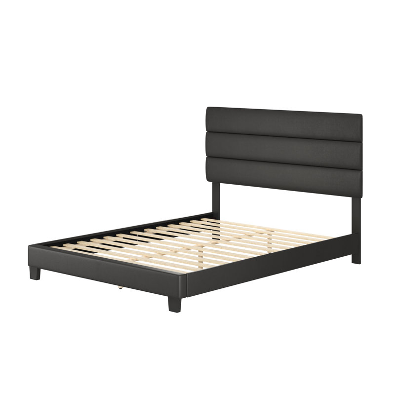 Paisley Dark Full/Double Tufted Faux Leather Upholstered Bed