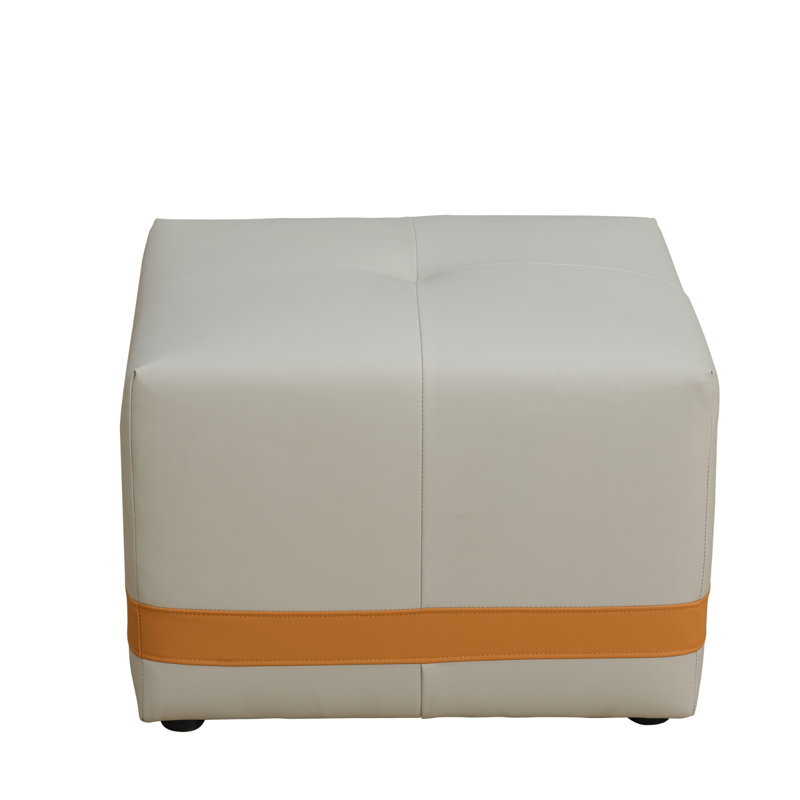 Haletky Upholstered Ottoman, White Faux Leather