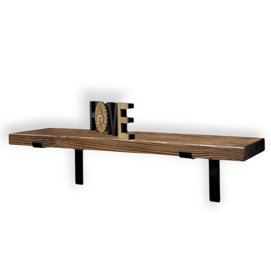 Industrial Scaffold Board Wall Shelf Down Lipped Metal Brackets Included For Bedroom