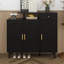 Shoe Cabinet With Arched Doors And Drawer, Storage Sideboard With Adjustable Shelves And Solid Wood Legs For Entryway-1305142693