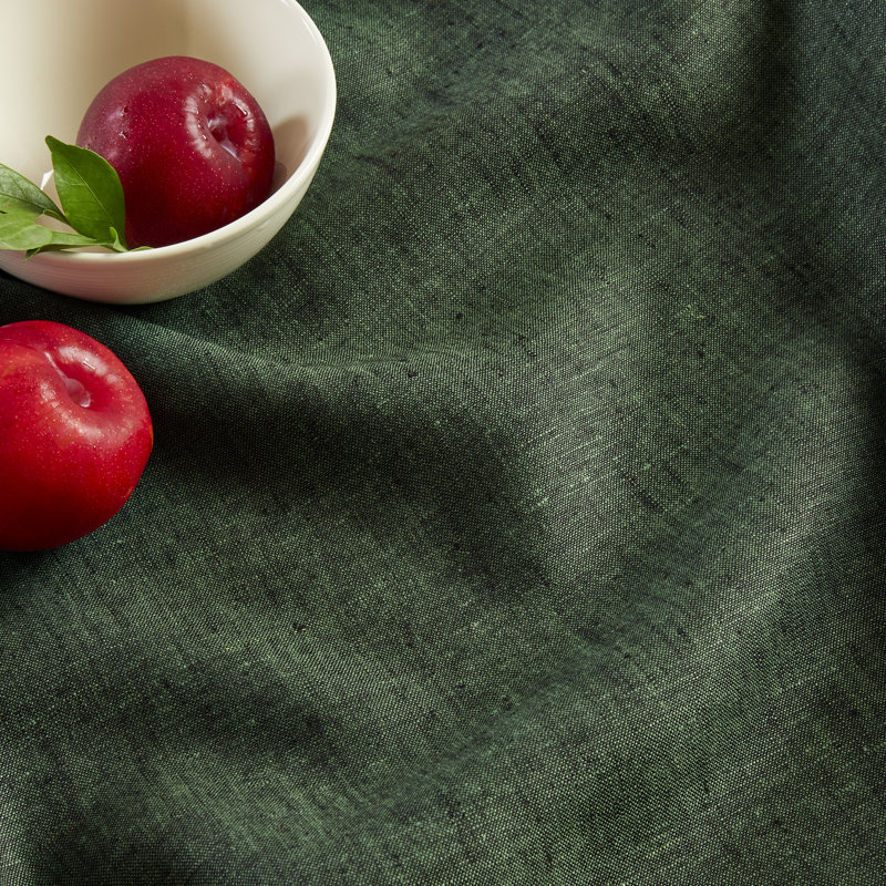 100% Pure Linen Table Throw - Athena, Forest Green