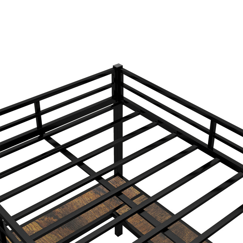 Lit mezzanine en métal avec bureau et précautions - Les tablettes noires de la chambre à coucher utilisent pleinement l'espace,