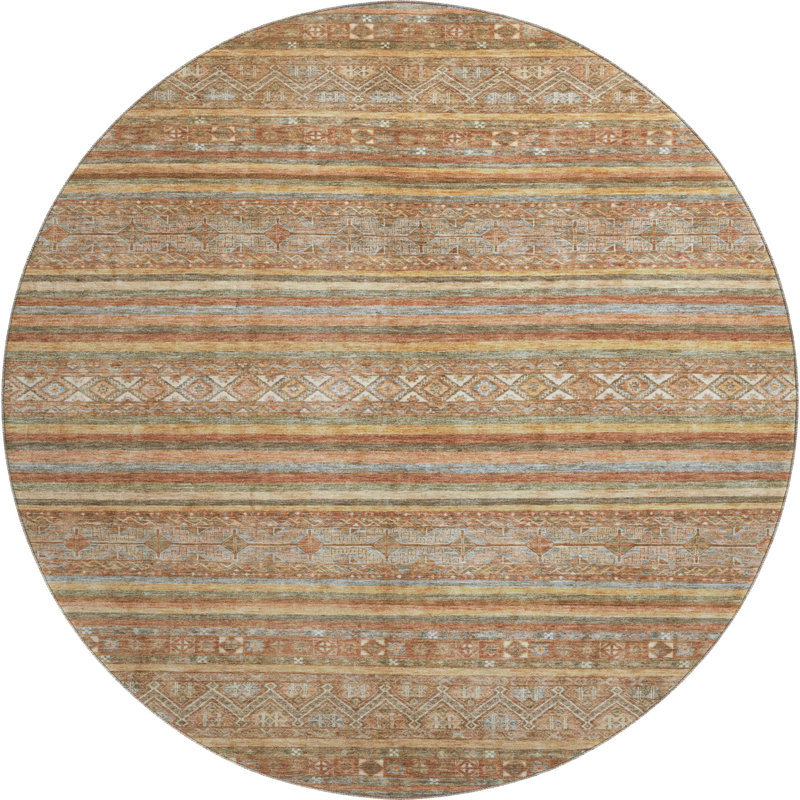 Premium Machine Washable Lampkins AMF1644 Stripes Rug, Round 8'