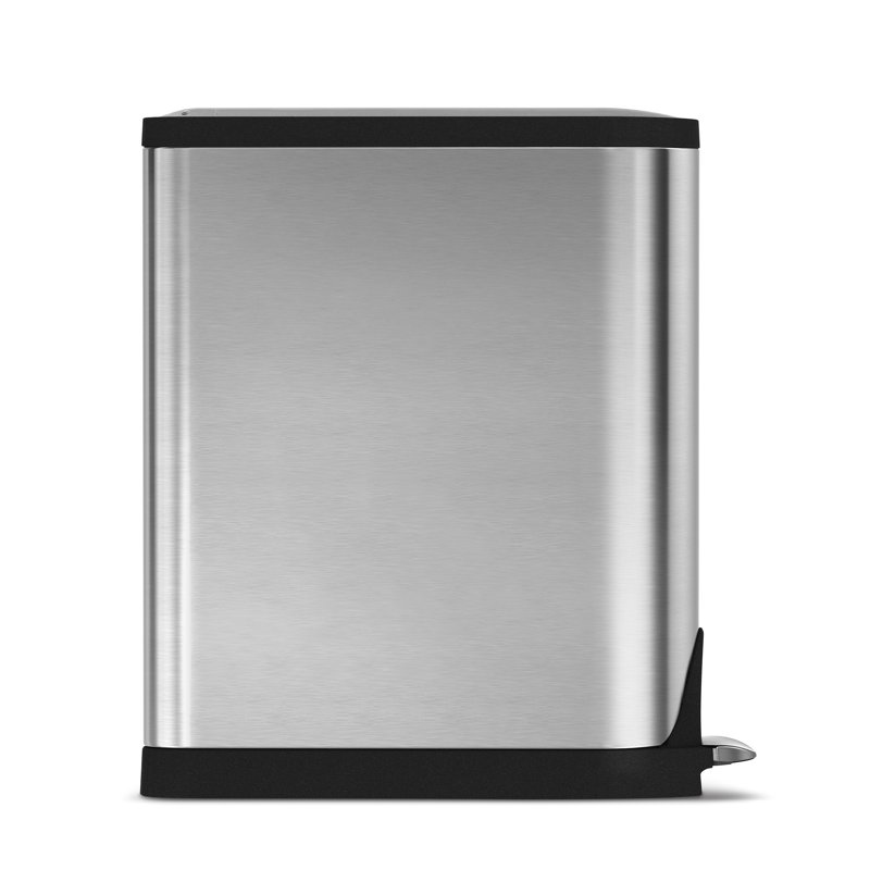 simplehuman 40 Liter / 10.6 Gallon Dual Compartment Butterfly Lid Kitchen Recycling Step Trash Can