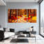 Ensemble de 3 impressions d'art sur toile, "Forêt d'automne avec feuilles tombantes"-678791884