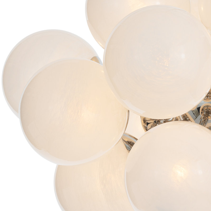 Shine Chandelier (Natural Brass with Smoke Glass), Polished Nickel, Swirl Glass