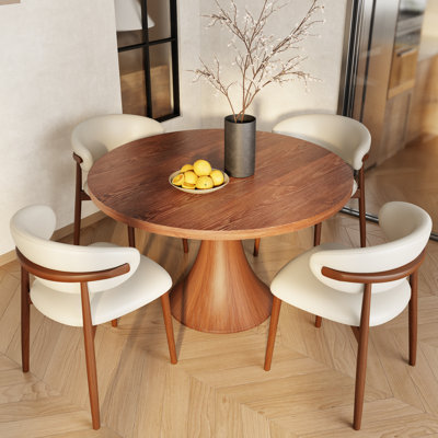 Ensemble de table de salle à manger 3/5-pièces en bois massif avec chaises rembourrées