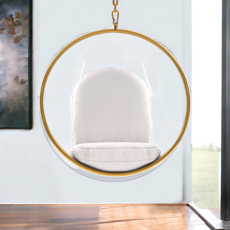 Fauteuil ballon 42 po en similicuir blanc