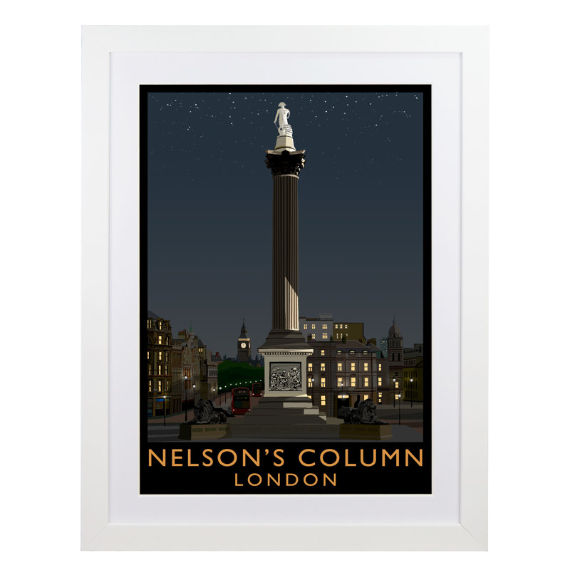 Nelsons Column by Richard O'Neil - Print, 43.5 cm H x 33.5 cm W x 2.2 cm D, White Wood Frame