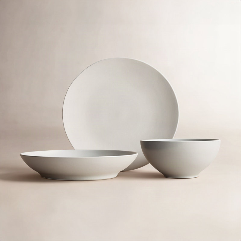 3-Piece Ceramic Serving Set, Gray