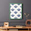 Motif de fleurs indigo I, reproduction encadrée - bois massif-830371608-830371588