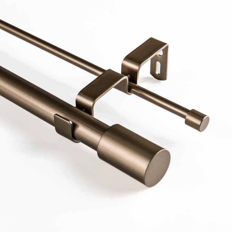 Totham Double Curtain Rod, Bronze, 66" - 120"