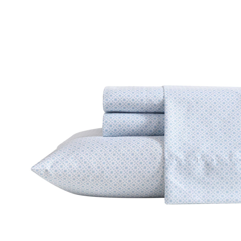 Ensemble de draps bleu marine Nautica Annie, Ensemble de draps pour lit simple très long avec , Annie Geo Blue