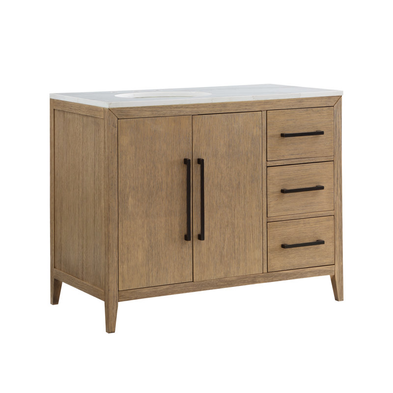 Alsup 42'' W Single Vanity, Wire Brushed Oak