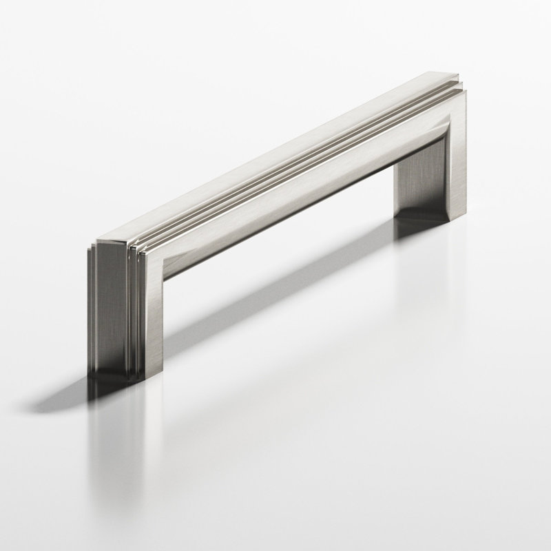 Square Stepped Cabinet Pull With Rounded Back, Satin Nickel, 10"