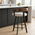 26" Swivel Counter Stool with Solid Walnut Wood Back and Upholstered Seat