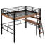 Lit mezzanine en métal noir avec bureau et rangement