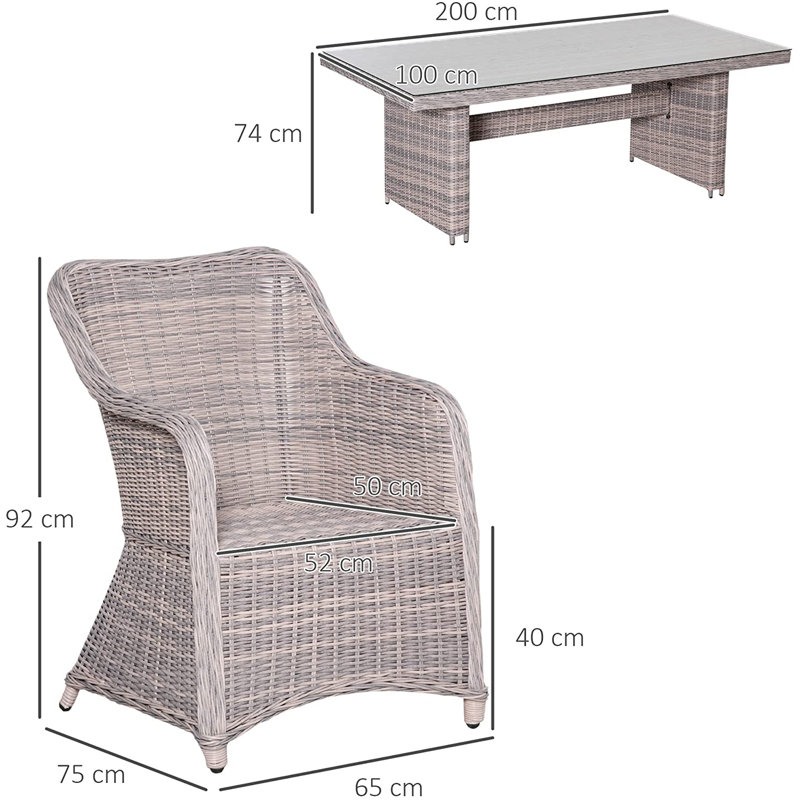 Cherelle 6 - Person Patio Dining Set with Rectangular Table , Cushions Included