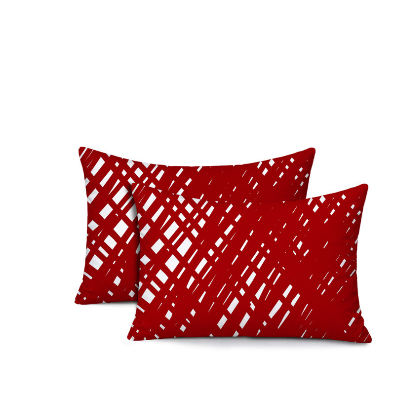 Oreiller réversible intérieur / extérieur Riju Scratches, 20 po x 14 po, Red
