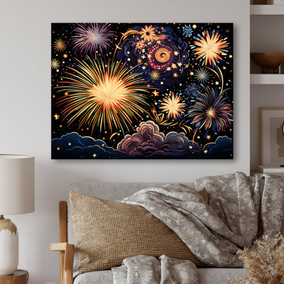 Fireworks Celestial Sky - Fireworks Metal Wall Art MT134001