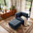 Upholstered Navy Tufted Corduroy Modular Chaise Lounge with Pillow Back and Removable Flip-Tray Top Storage Ottoman-318673715