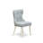 3 Piece Dining Set Contains a Round Dining Room Table with Dropleaf & Shelves and 2 Baby Blue Linen Fabric Upholstered Chairs, Linen White