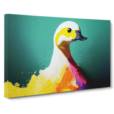 Painted Duck Abstract - Wrapped Canvas Print