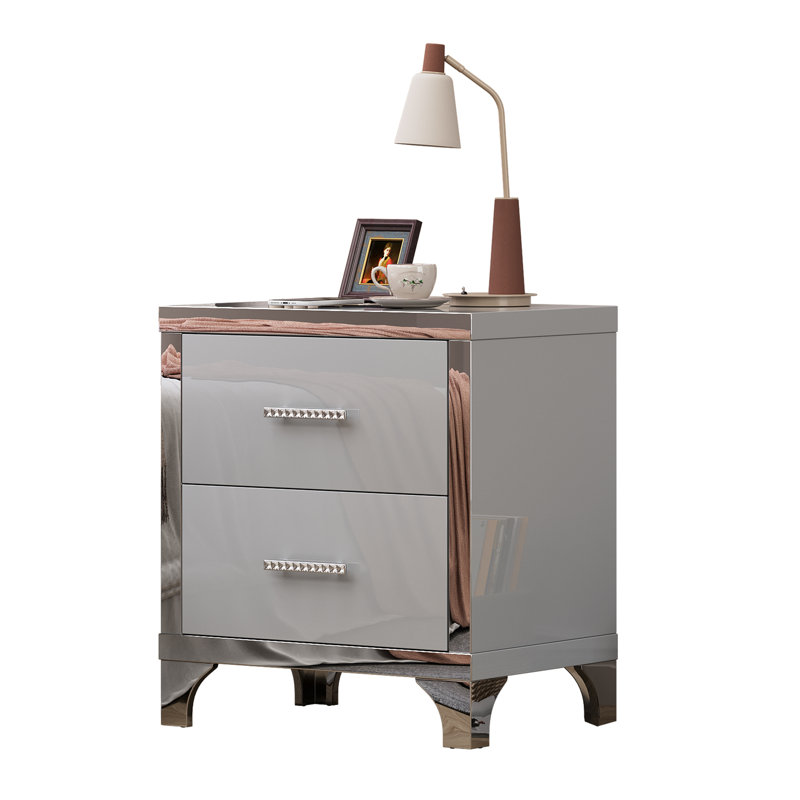 Table de bout moderne avec tiroirs, Gris