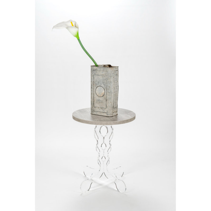 Mersin Pedestal Coffee Table, 42cm H x 36cm W x 36cm D, Grey Atrium