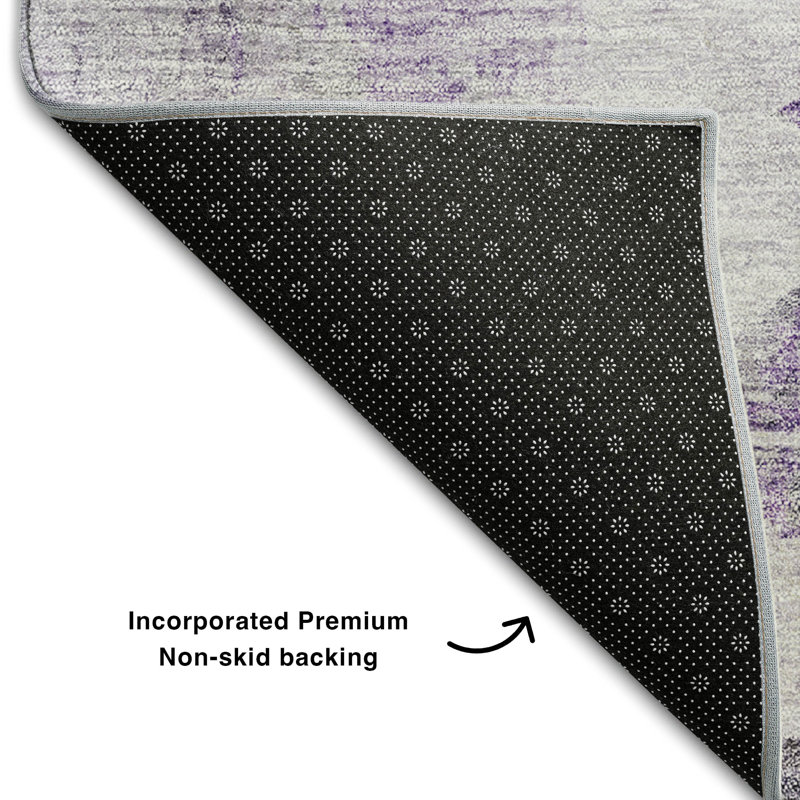 Premium Machine Washable Prisco Purple Rug, Rectangle 2'6" x 3'10"